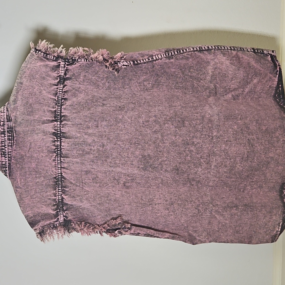 Biker's Pride | Pink-Purple Sleeveless Denim Shirt | M - Picture 3 of 3